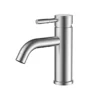 Brushed stainless steel monobloc bathroom wash basin mixer tap