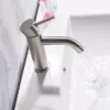 Brushed stainless steel monobloc bathroom wash basin mixer tap - Image 5